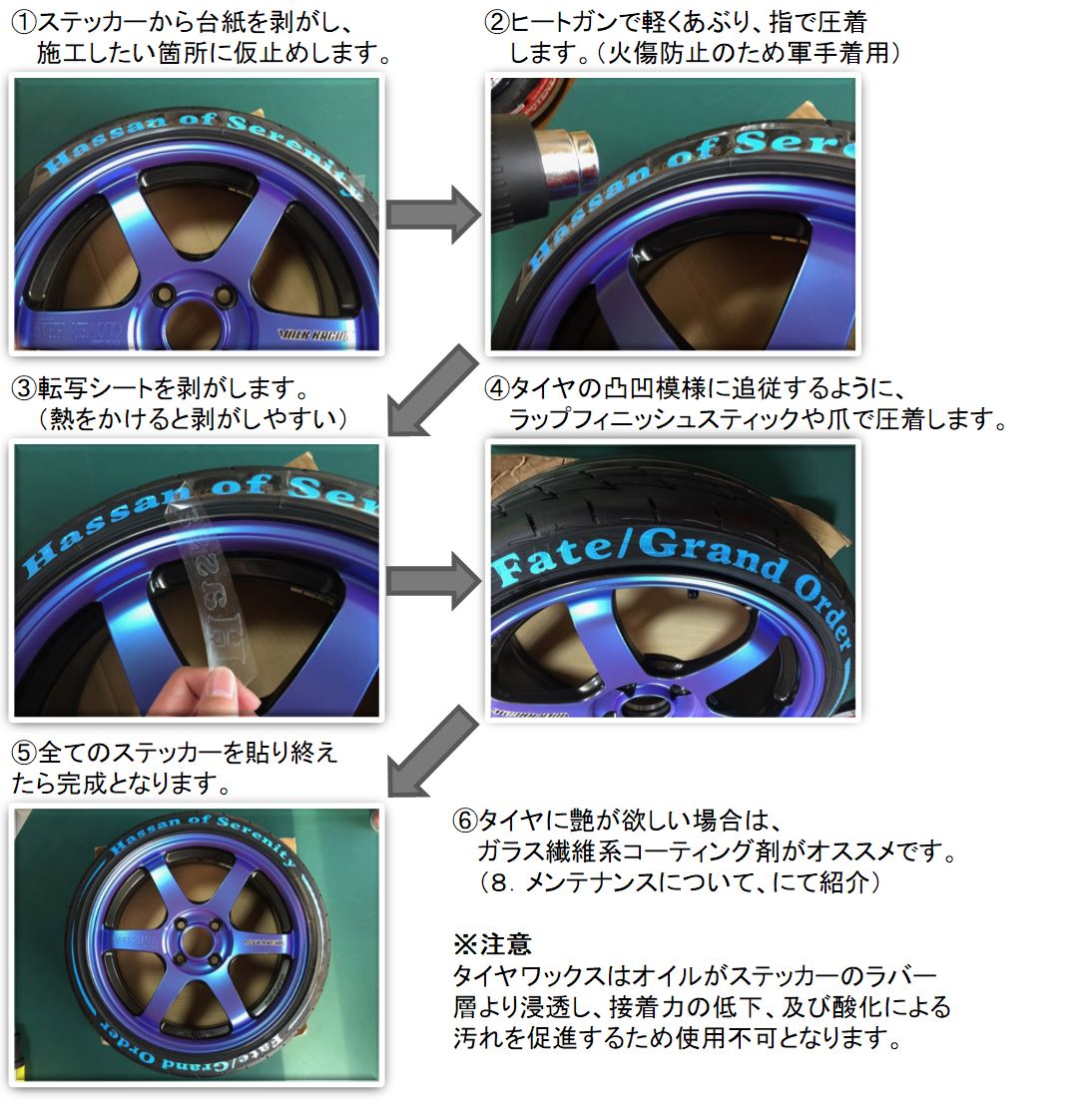 タイヤレターステッカー　施工手順２